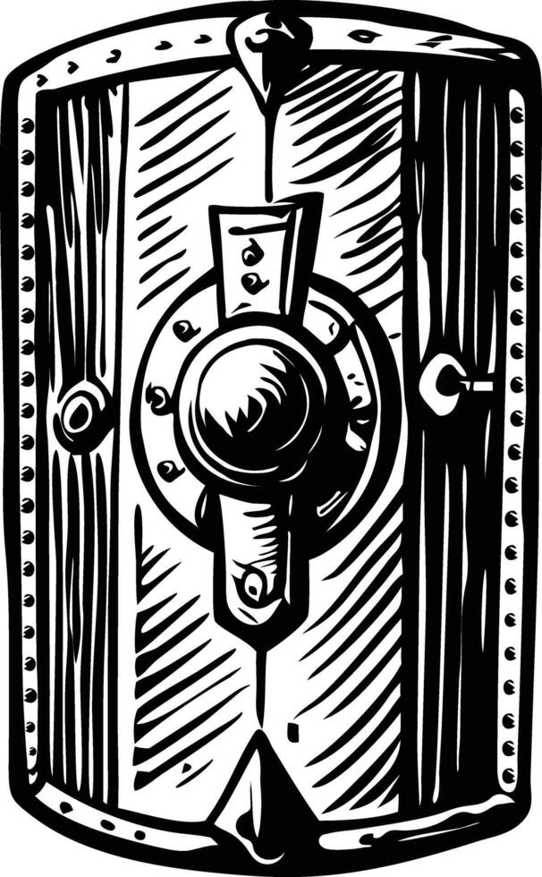 Scutum shield illustration in vintage style vector