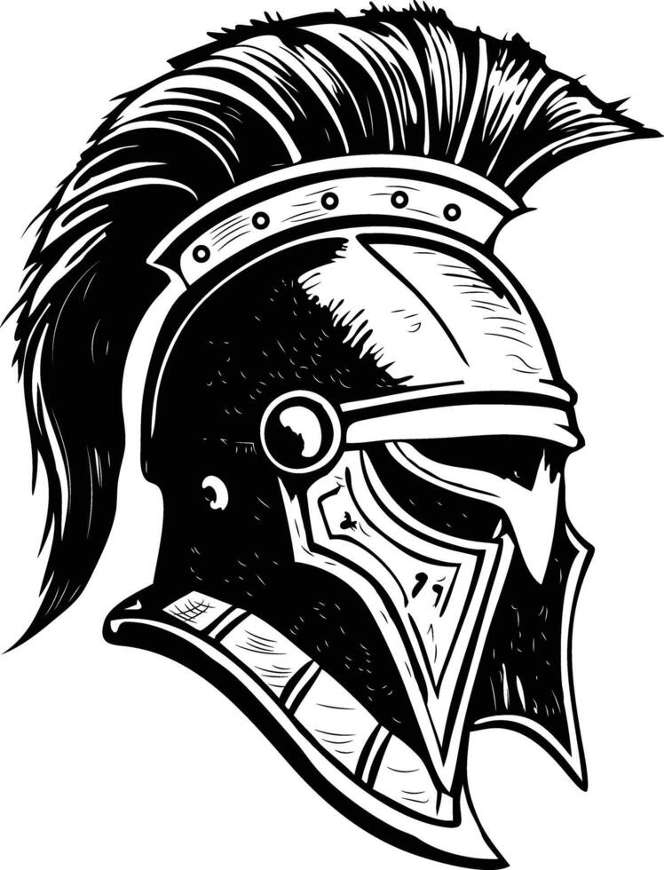 A vintage style illustration of warrior helmet vector