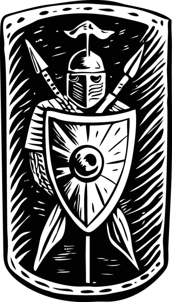A vintage style illustration of legionary shield vector