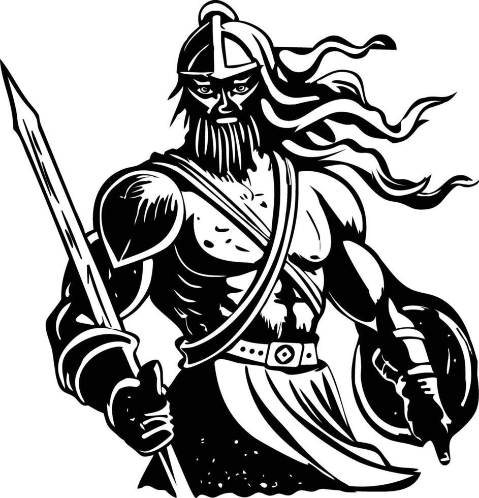 Ancient mars god illustration in vintage style vector