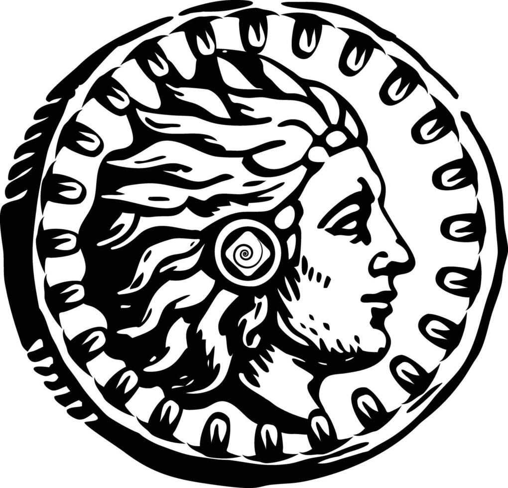 A vintage style illustration of roman coin vector