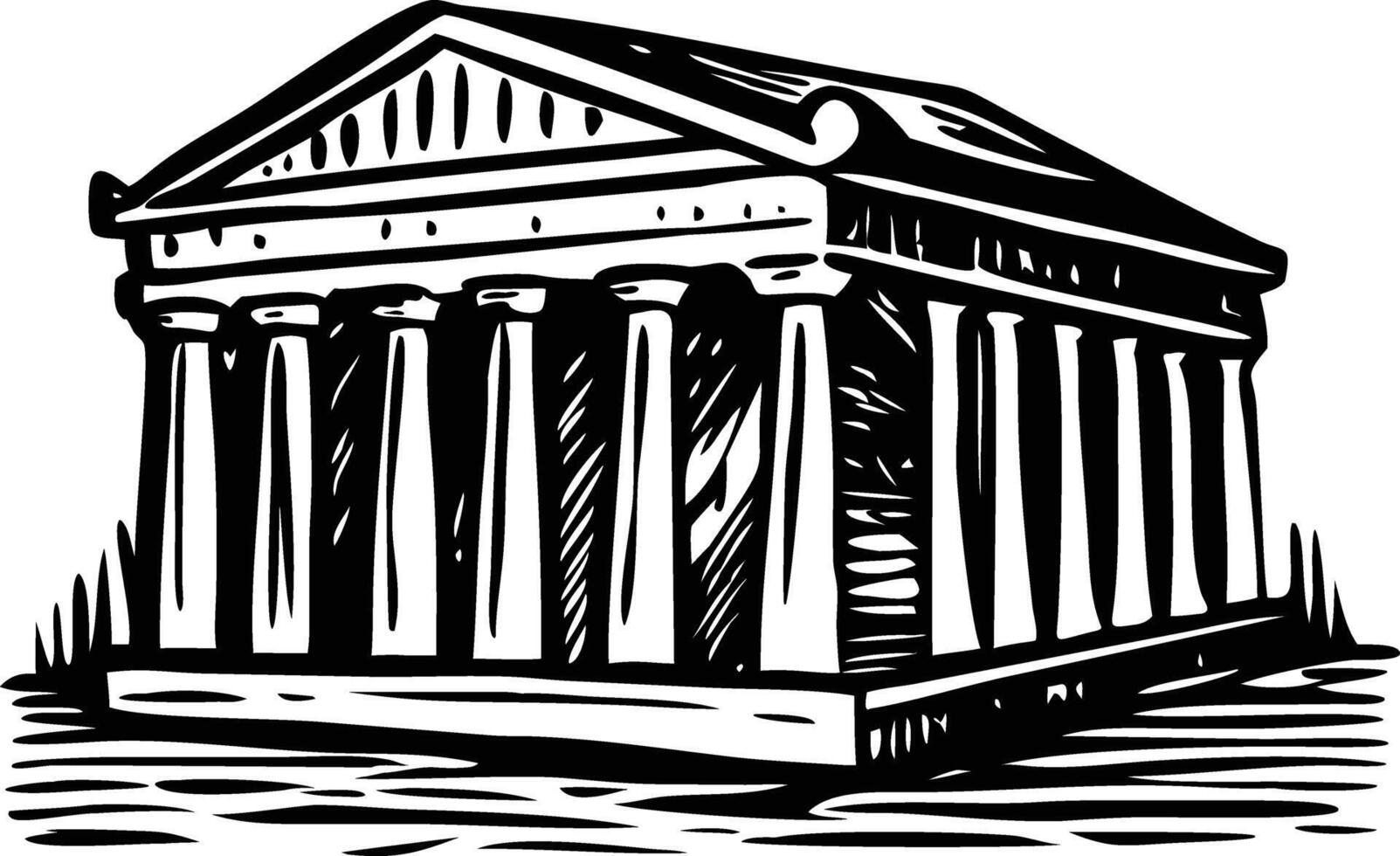 A vintage illustration of ancient column building vector
