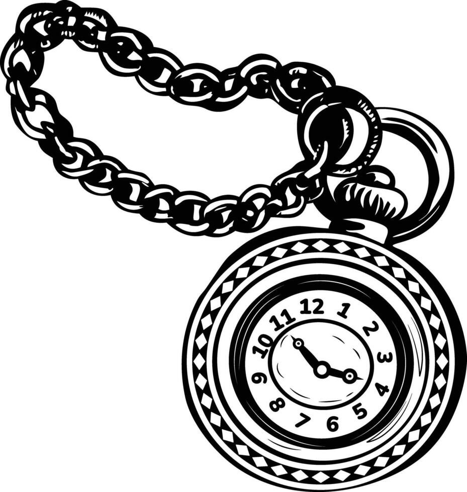 A vintage illustration of ancient clock necklace vector