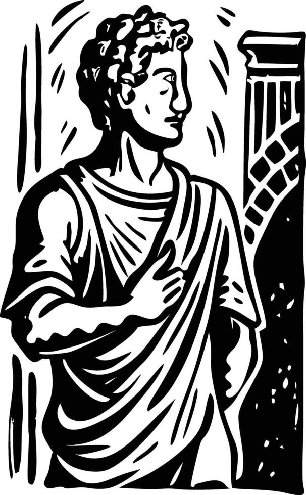Roman fresco painting illustration in vintage style vector