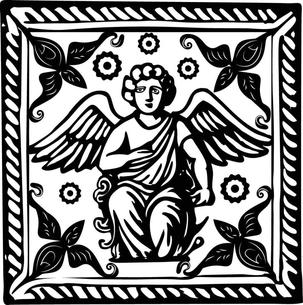 A vintage style illustration of roman ceiling vector