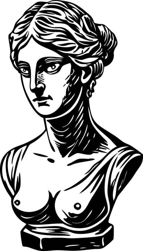 Ancient sculpture illustration in vintage style vector