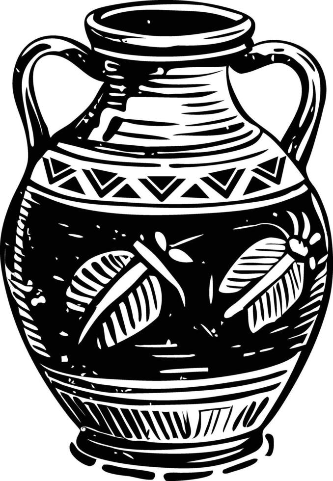 Roman vase illustration in vintage style vector