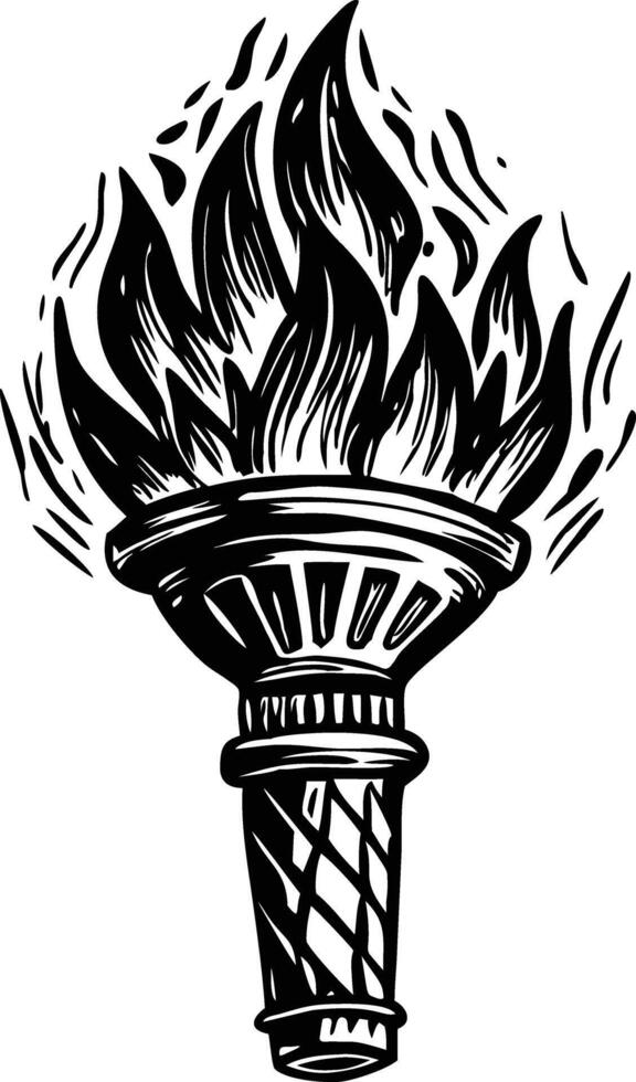 A vintage illustration of fire torch vector
