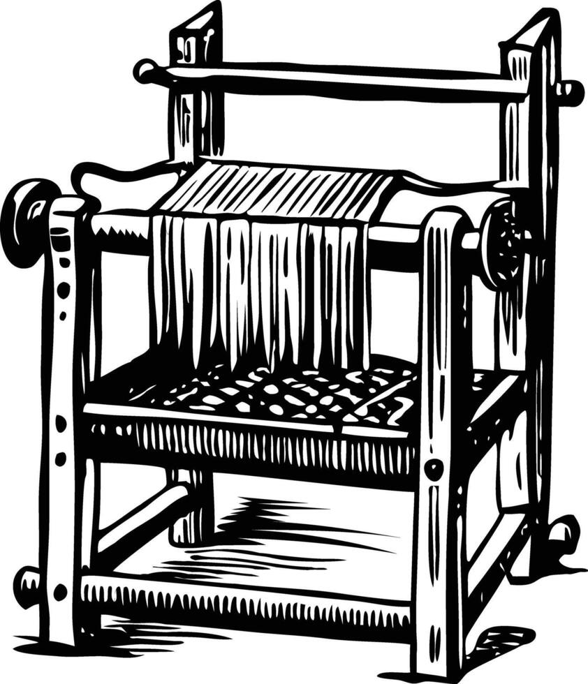 A vintage illustration depicting medieval loom vector