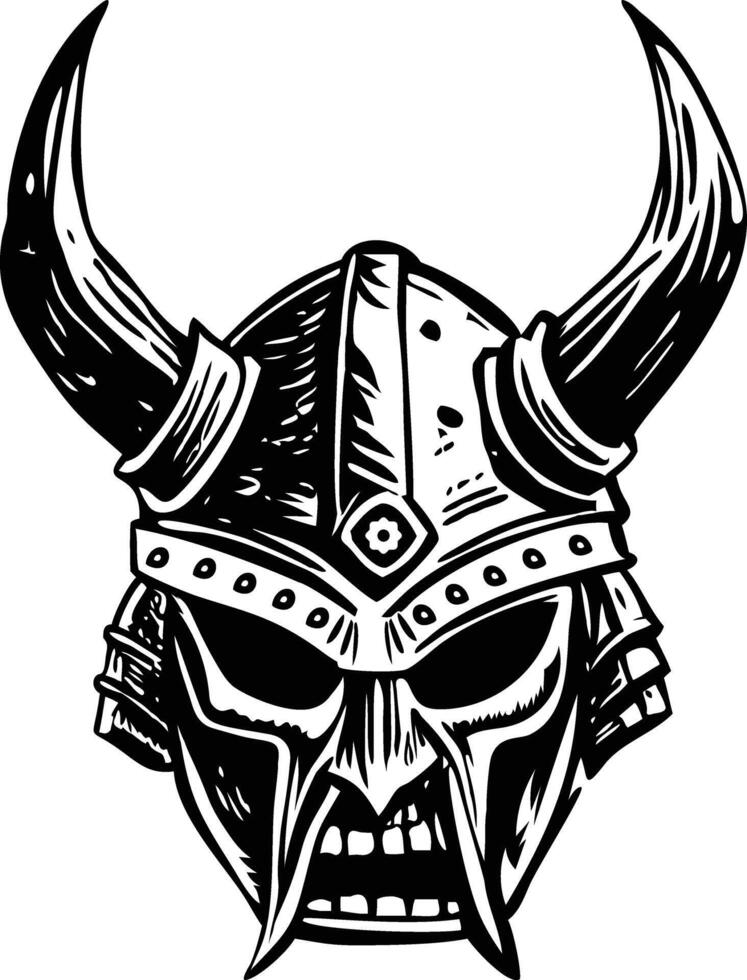 A vintage style illustration of horned helmet vector