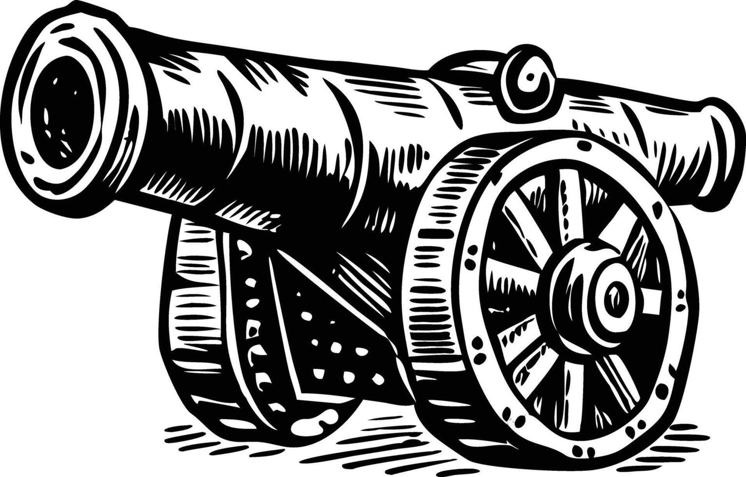 Medieval cannon weapon, vintage illustration vector