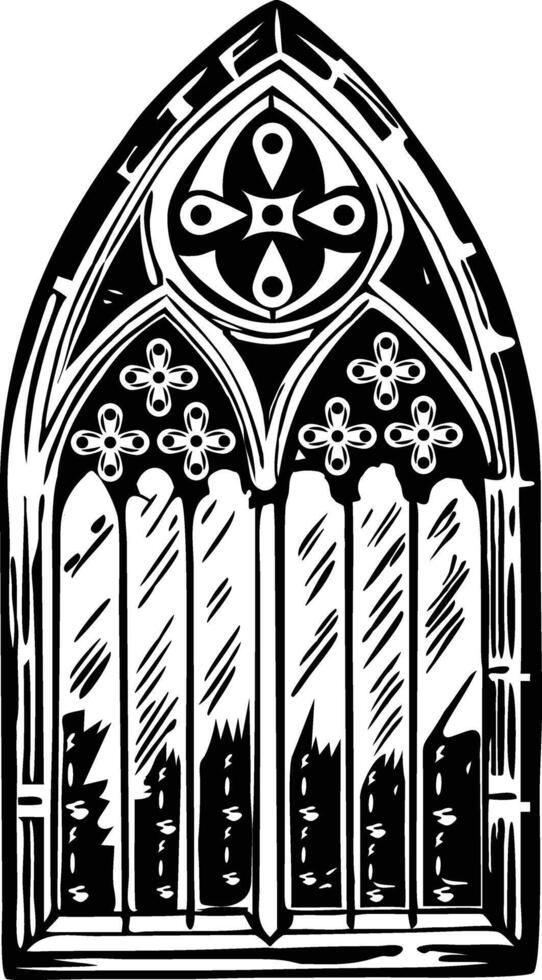 Gothic window illustration in vintage style vector