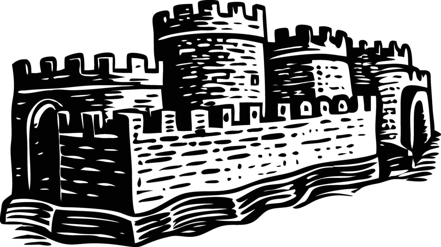 Fortress wall illustration in vintage style vector