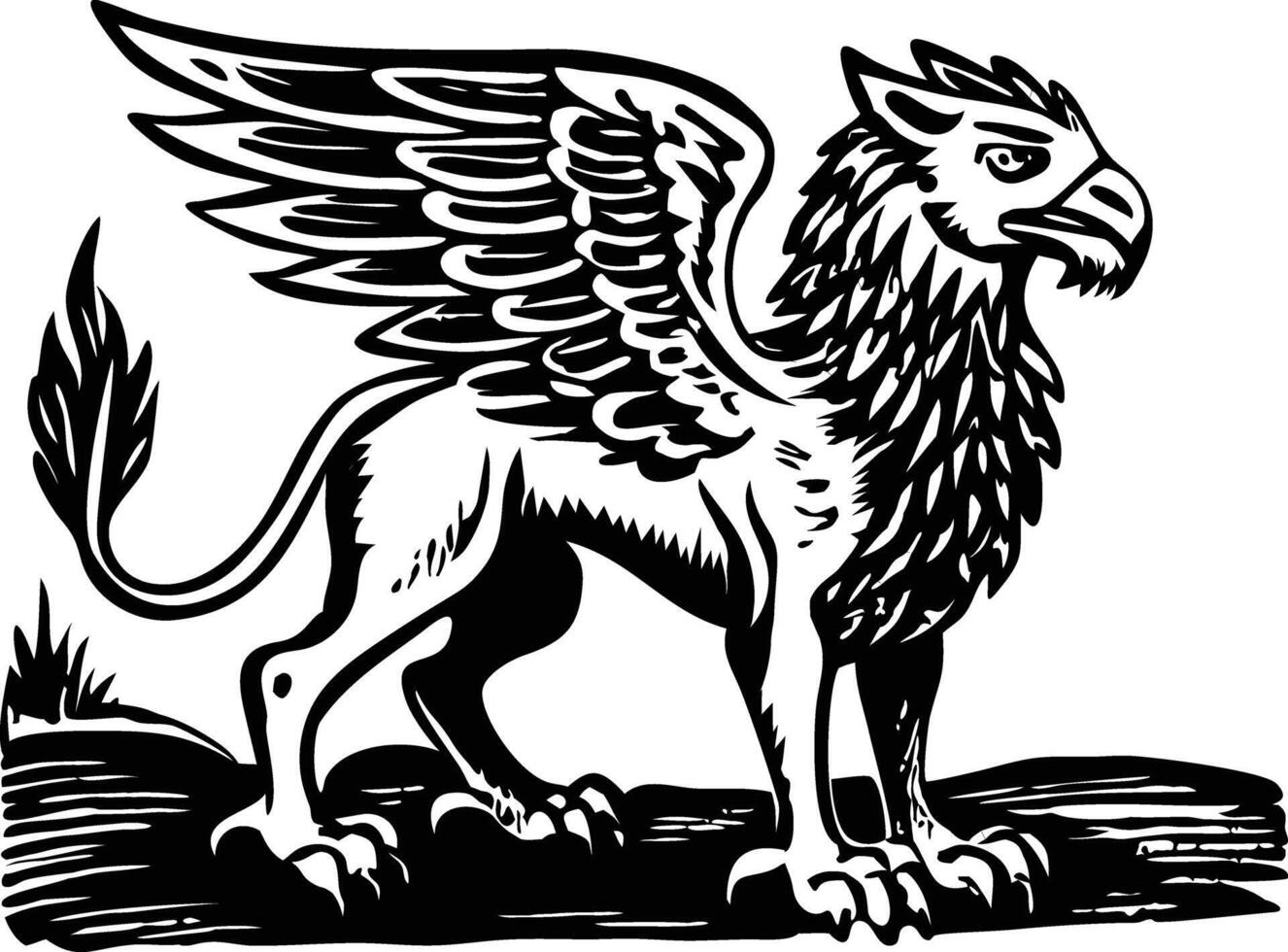 Griffin statue illustration in vintage style vector