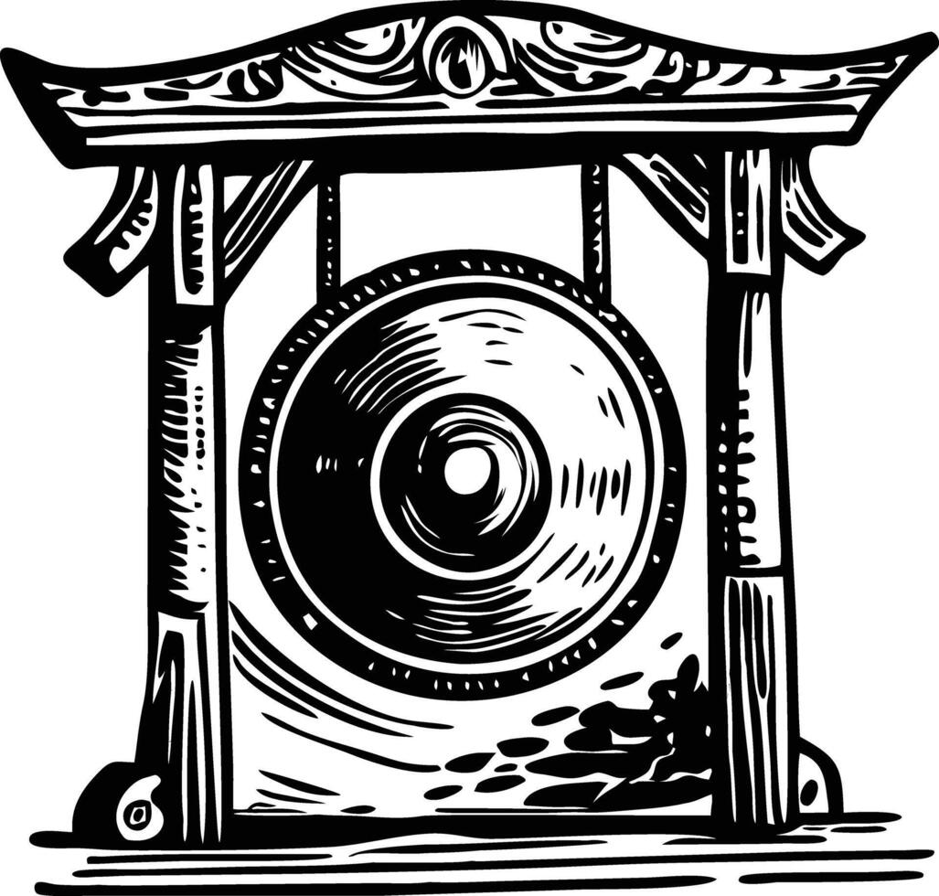 A vintage illustration of medieval gong bell vector