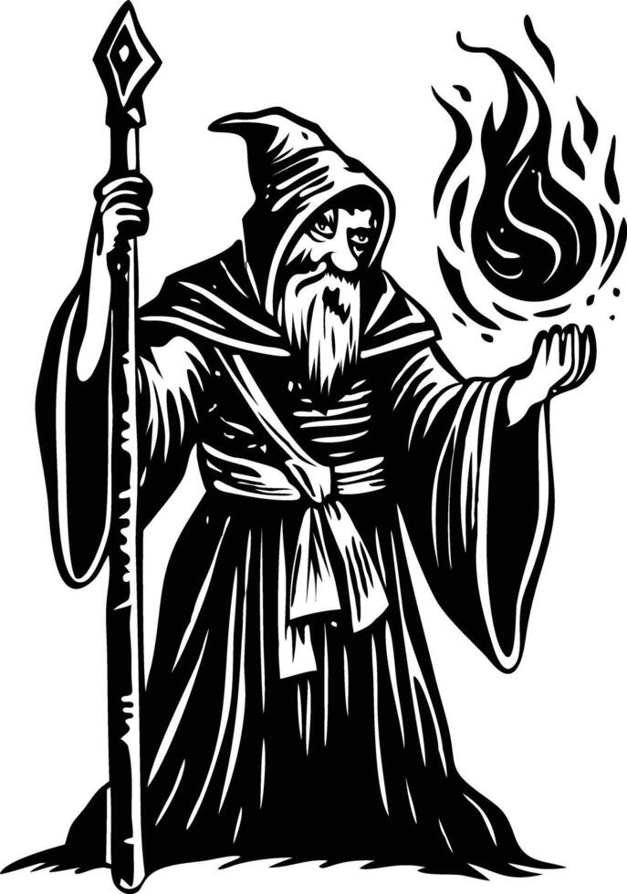 Vintage illustration of a magic wizard vector