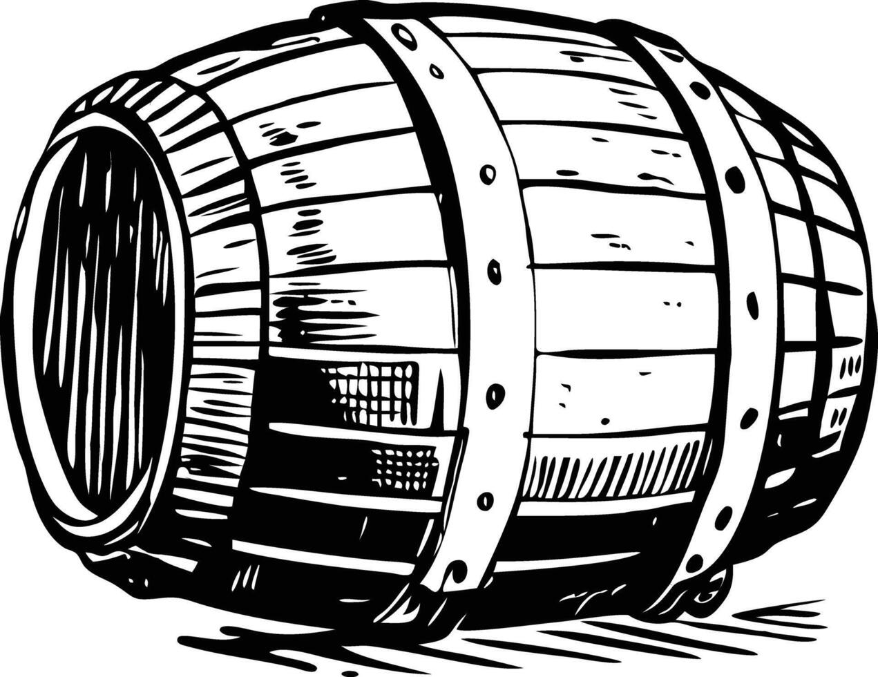 A sketchy illustration of wooden barrel vector