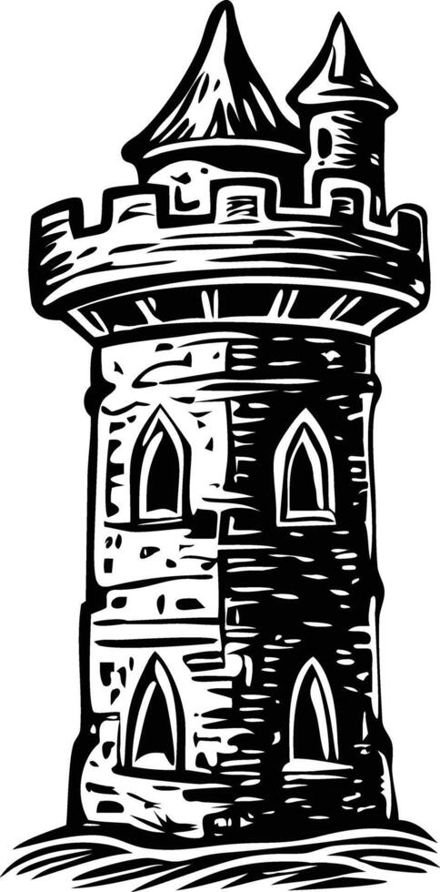 Sketchy illustration of a medieval tower vector