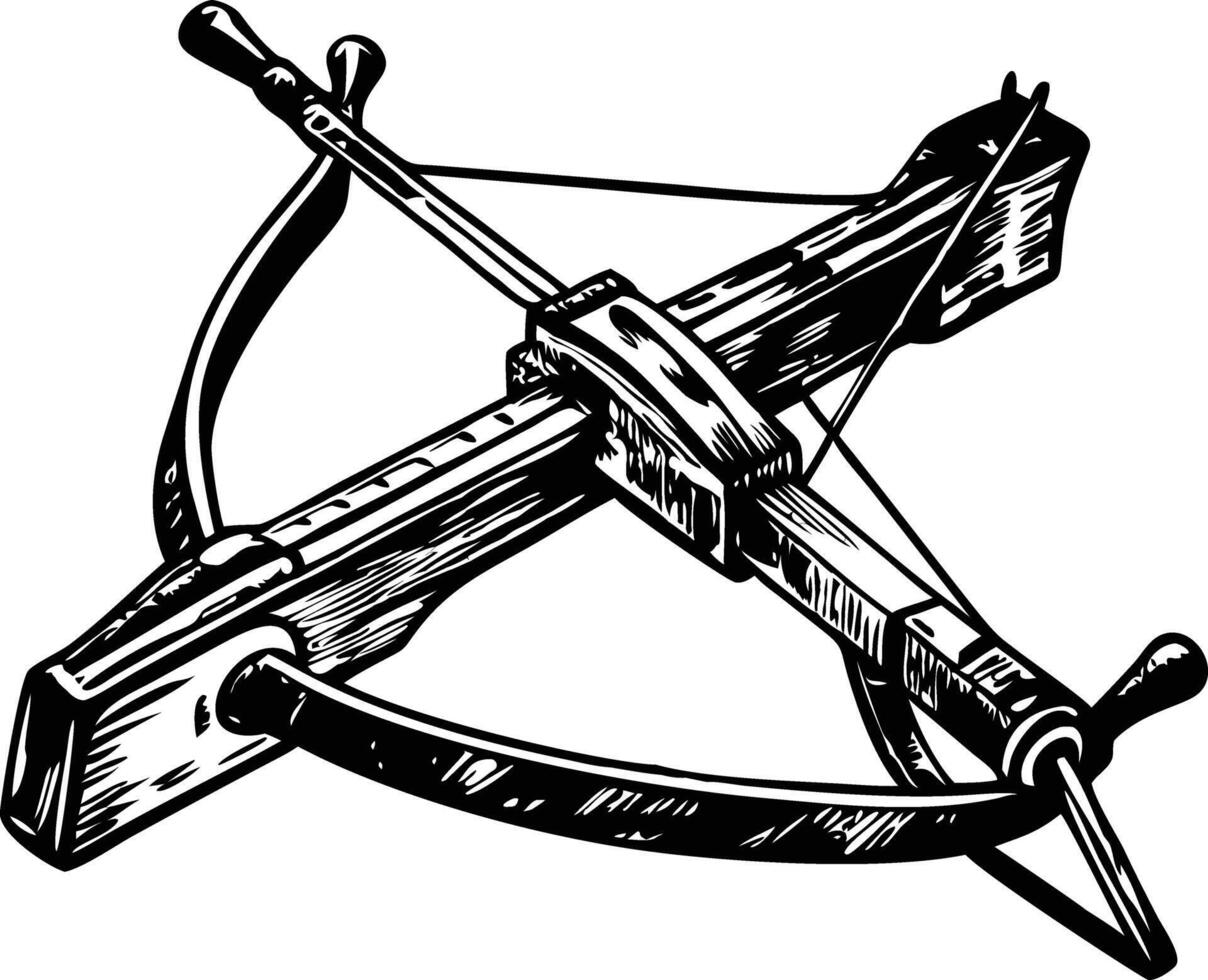 Medieval crossbow vintage illustration vector
