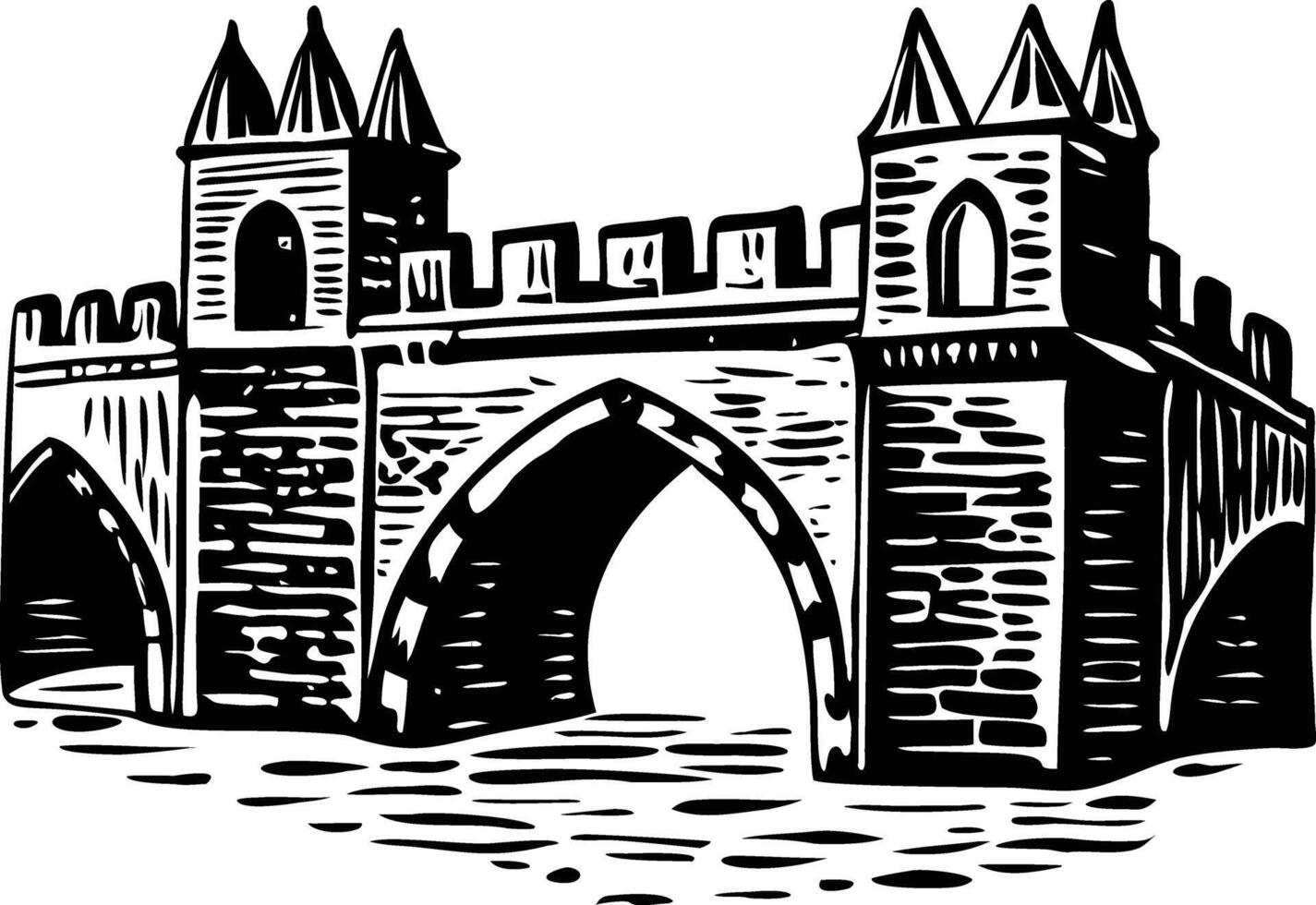 A vintage illustration of medieval bridge structure vector