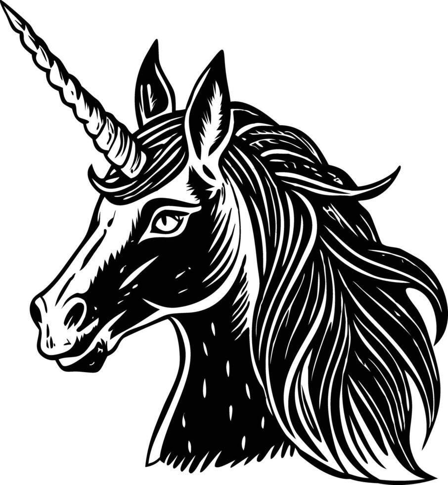 Vintage style illustration of a unicorn head vector