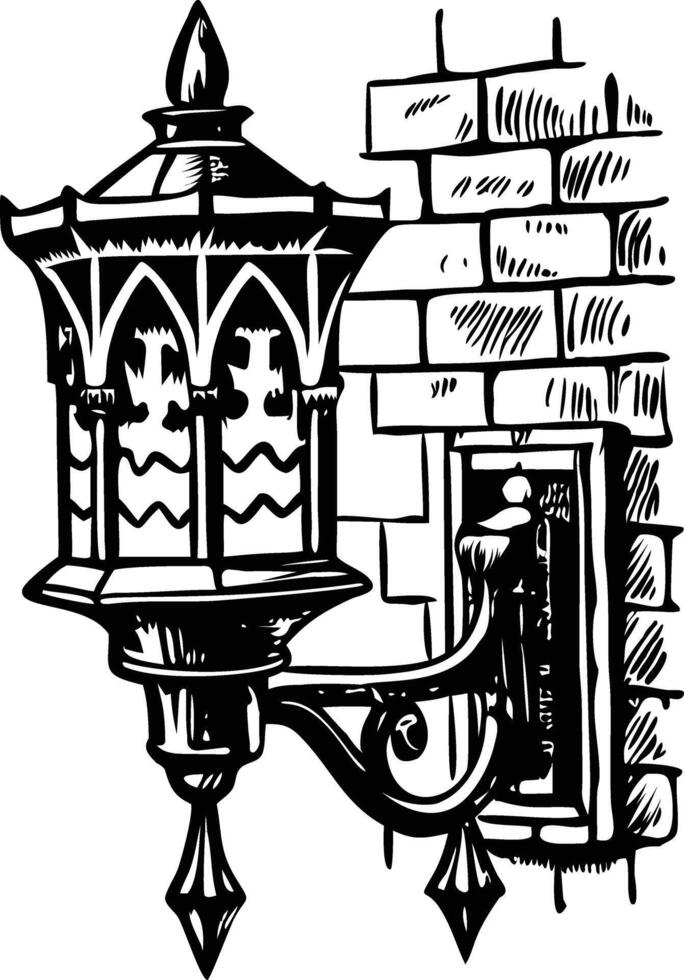 A vintage illustration of a wall sconce vector