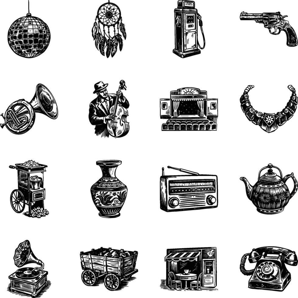Vintage Illustrations Depicting Antique Artefacts vector