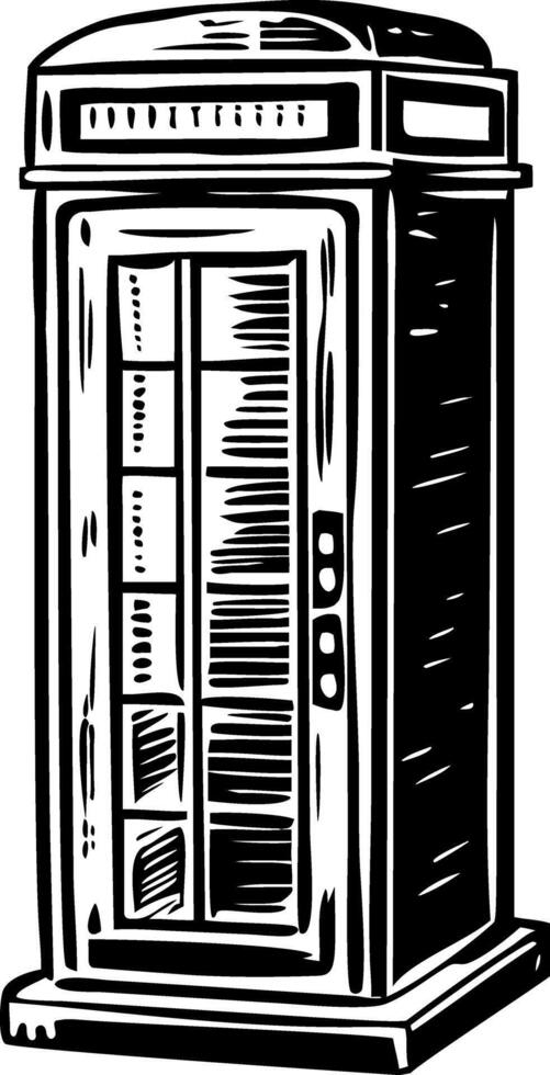 A sketchy illustration of vintage phone booth vector