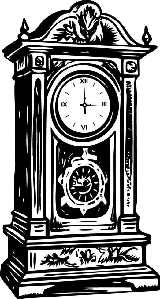 A sketchy illustration of an antique clock vector