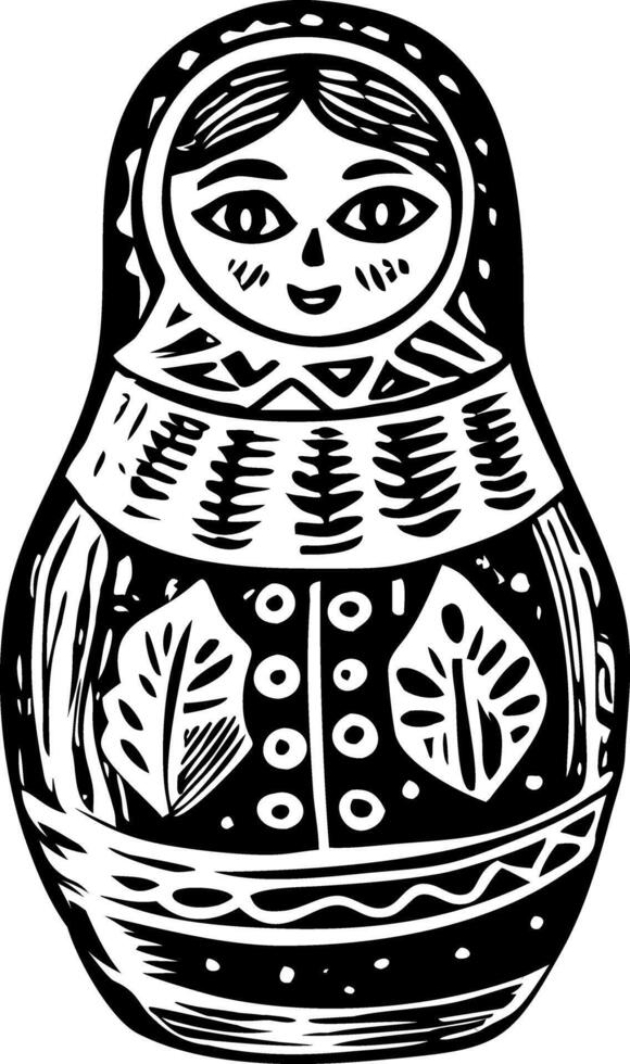 Vintage illustration depicting traditional matryoshka doll vector