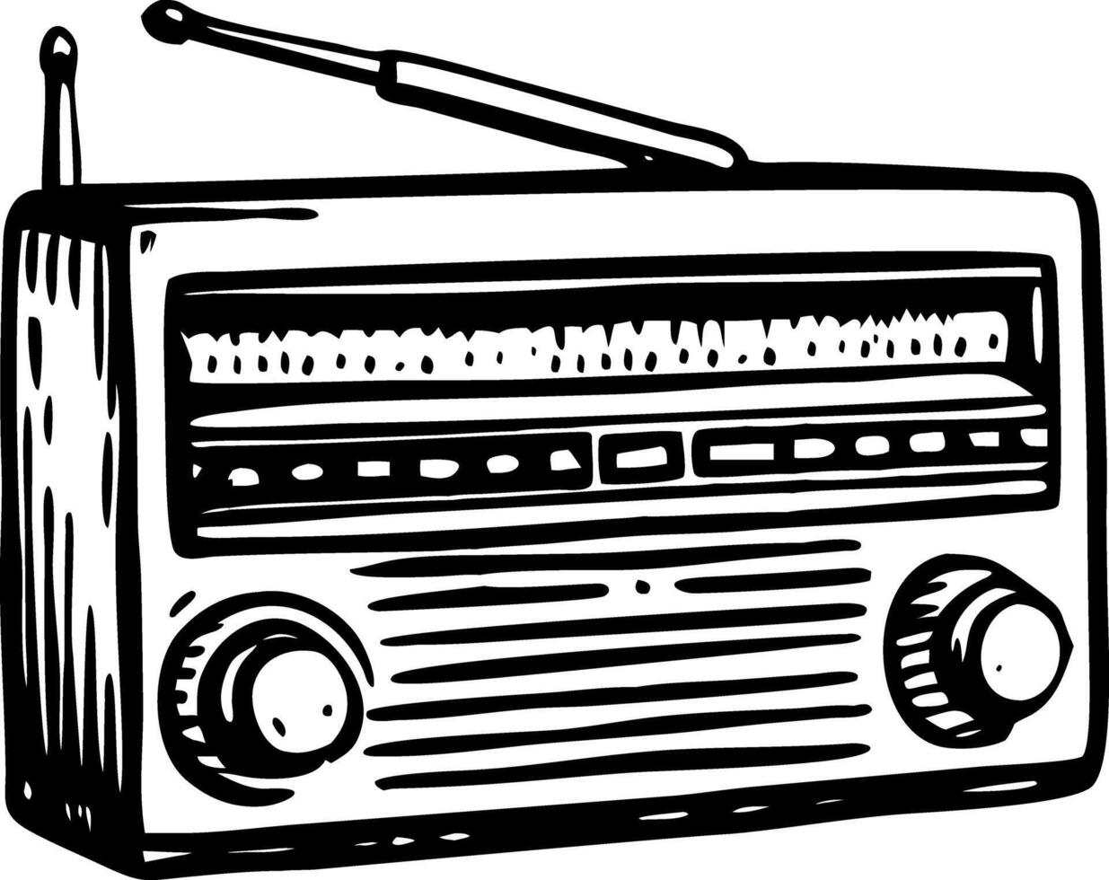 A sketchy illustration of vintage radio device vector