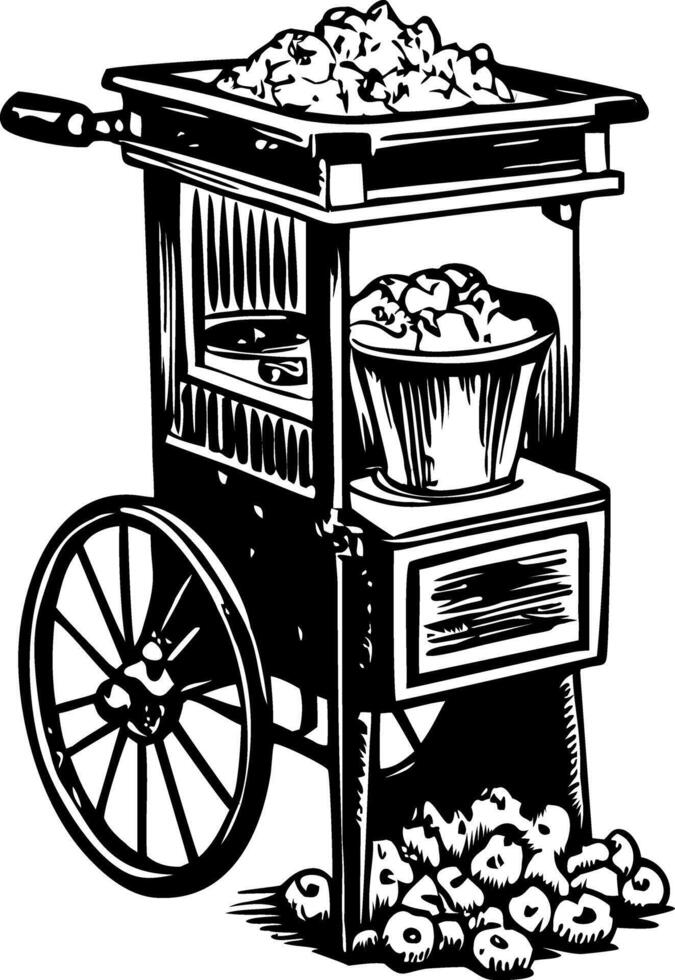 Popcorn machine illustration in vintage style vector