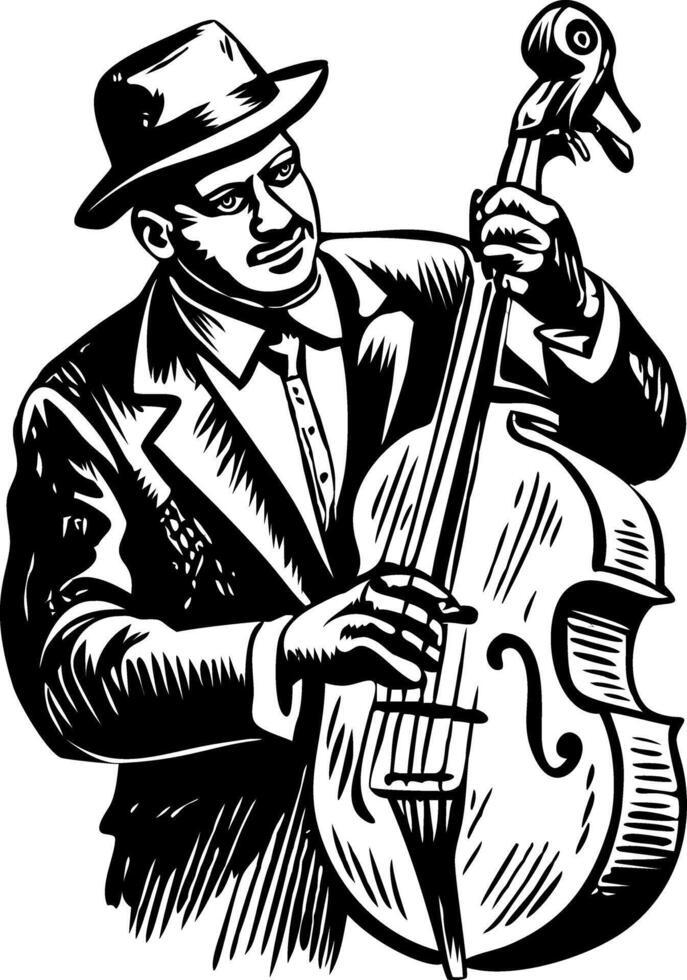 Jazz musician character, vintage illustration vector