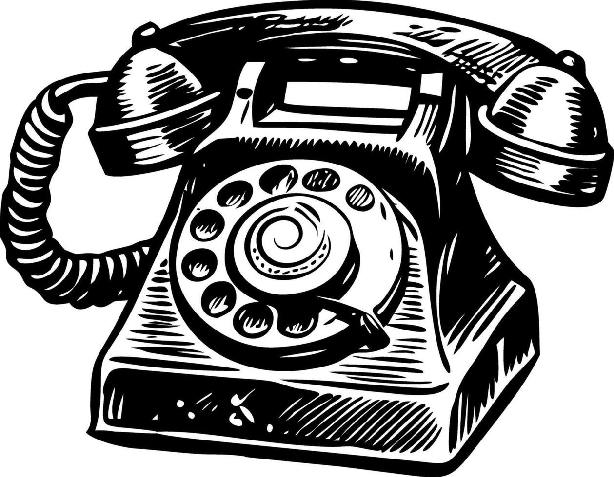 A vintage illustration of a rotary phone vector