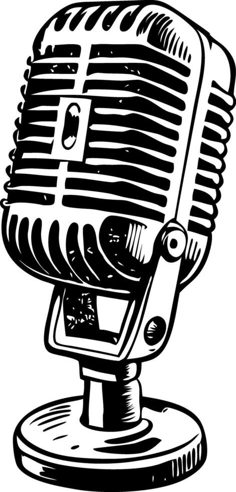 Radio mic illustration in vintage style vector
