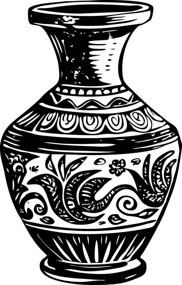 Sketchy illustration of a beautiful vintage vase vector