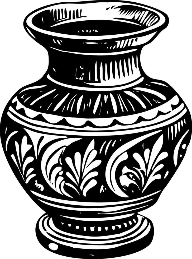 Sketchy illustration depicting a vintage pottery vase vector
