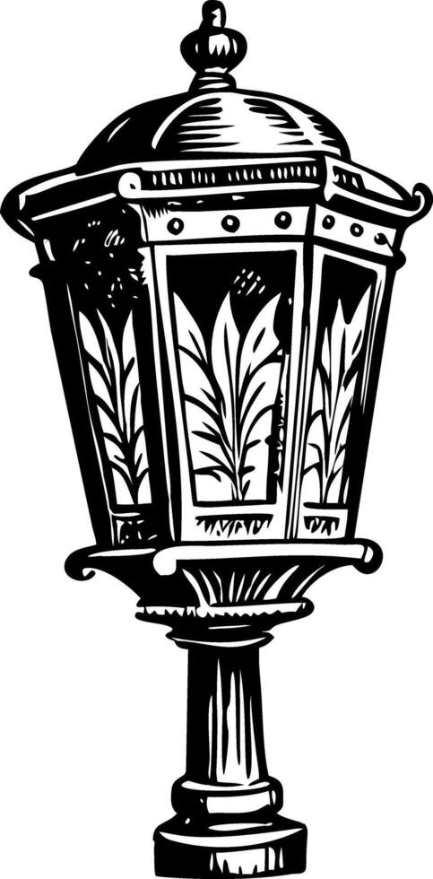 Vintage streetlamp sketchy style illustration vector