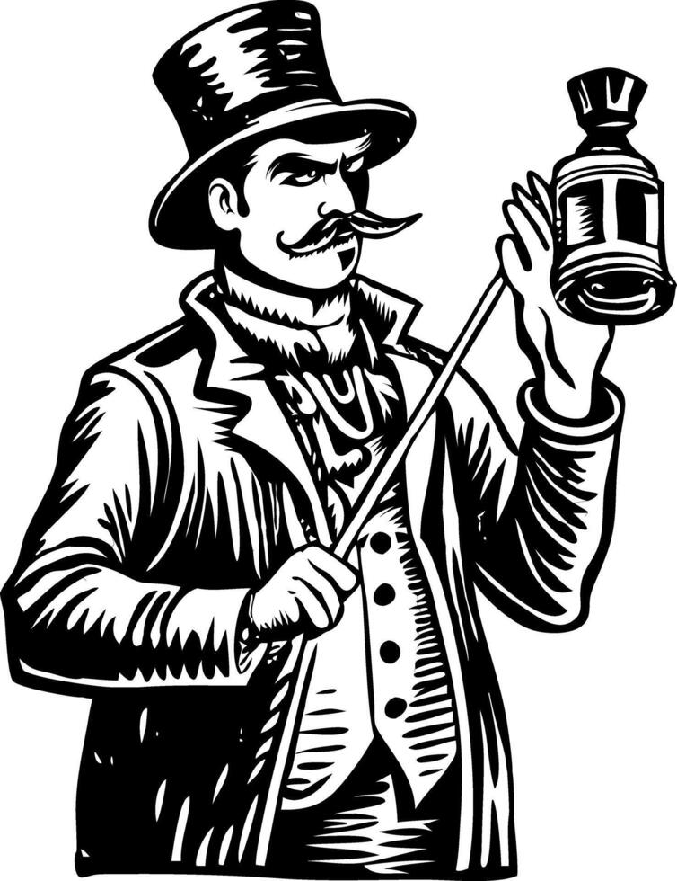 Vintage character illustration of a street performer vector