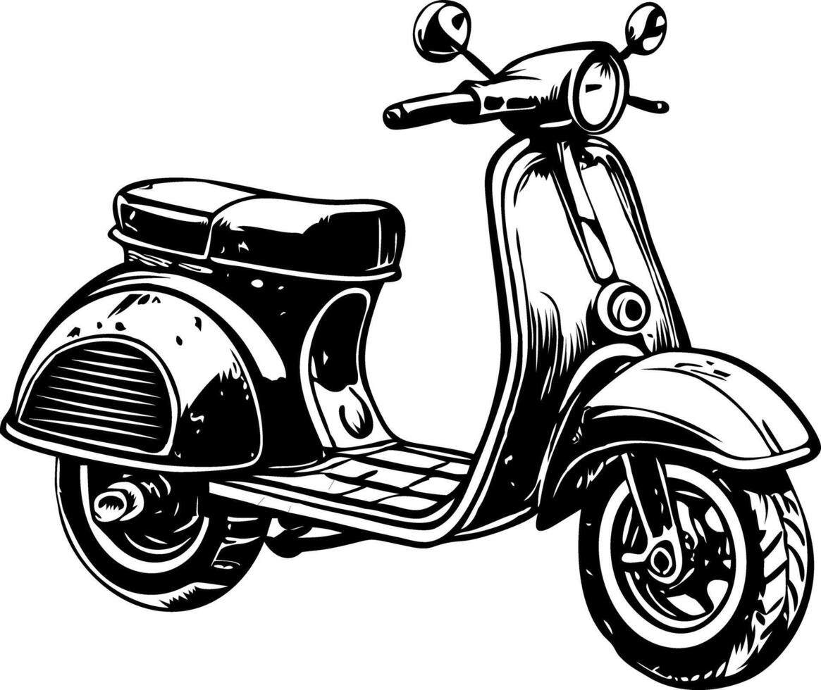 Vintage illustration depicting a retro scooter vector