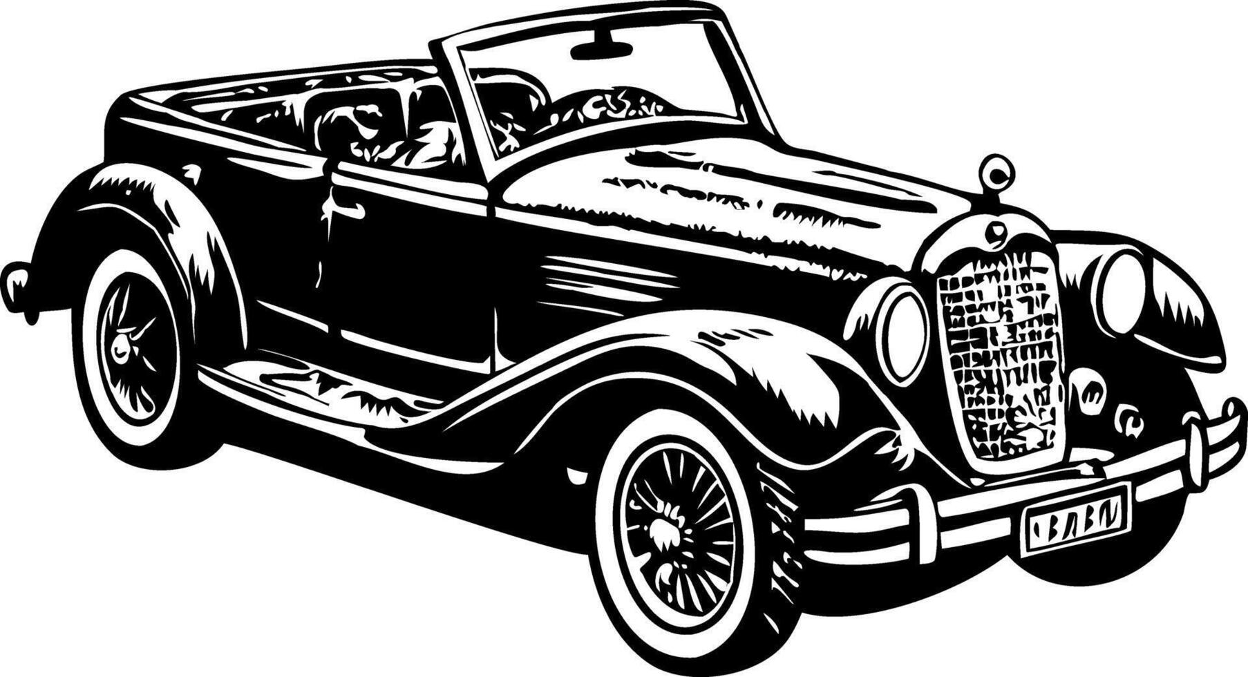 Sketchy illustration of a vintage convertible car vector