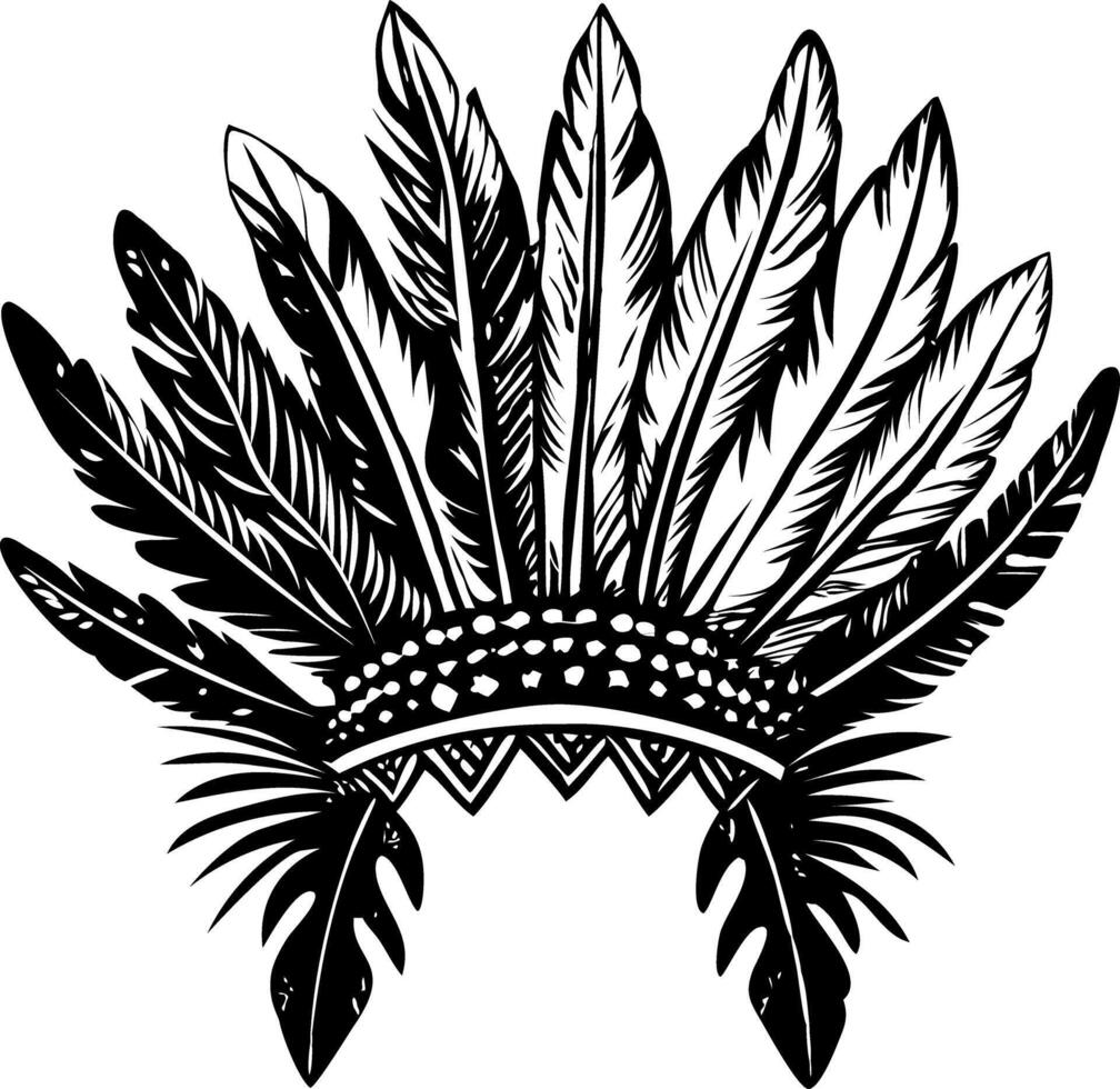 Feathered headband accessory, vintage style illustration vector