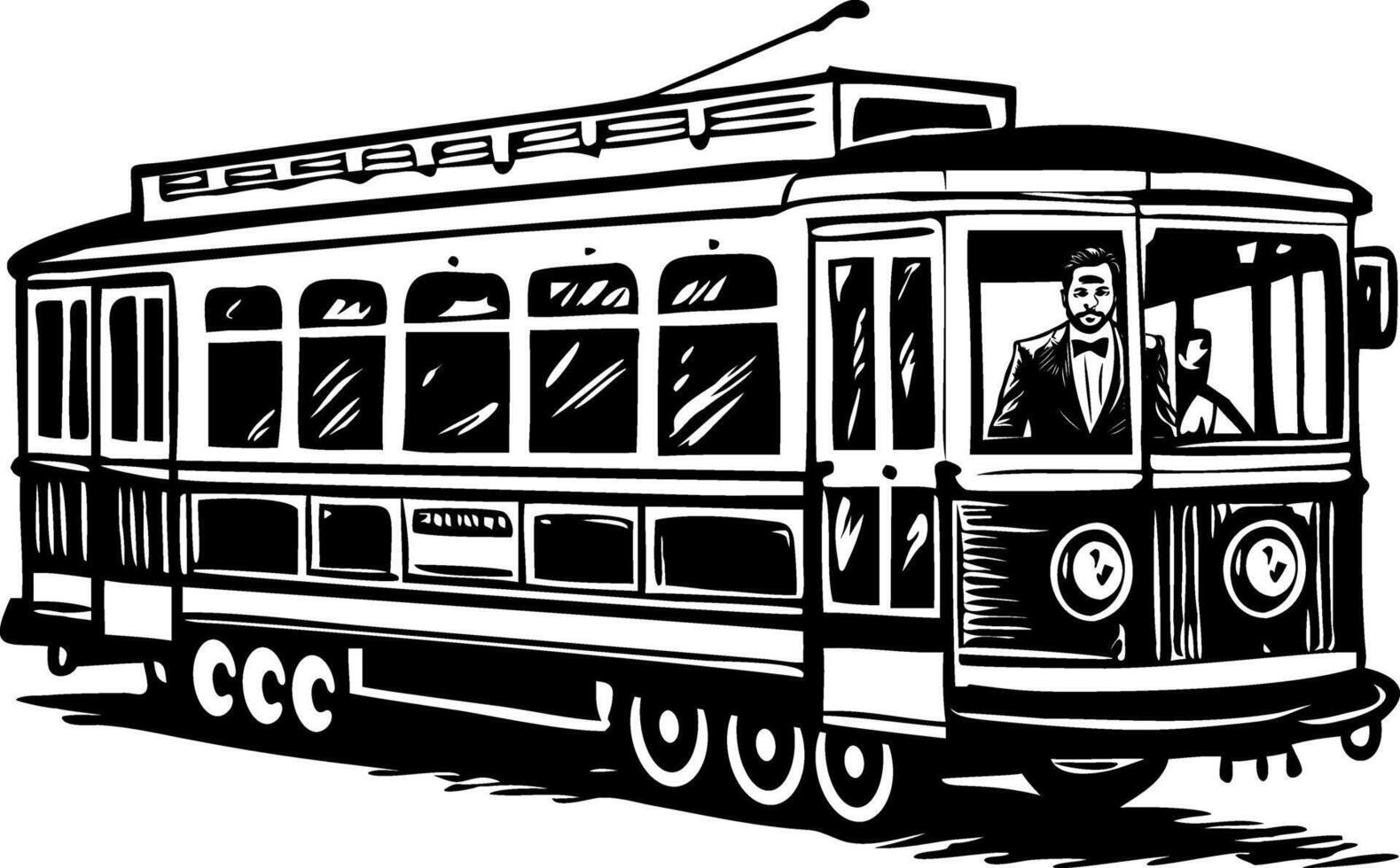 A vintage style illustration of tram vector
