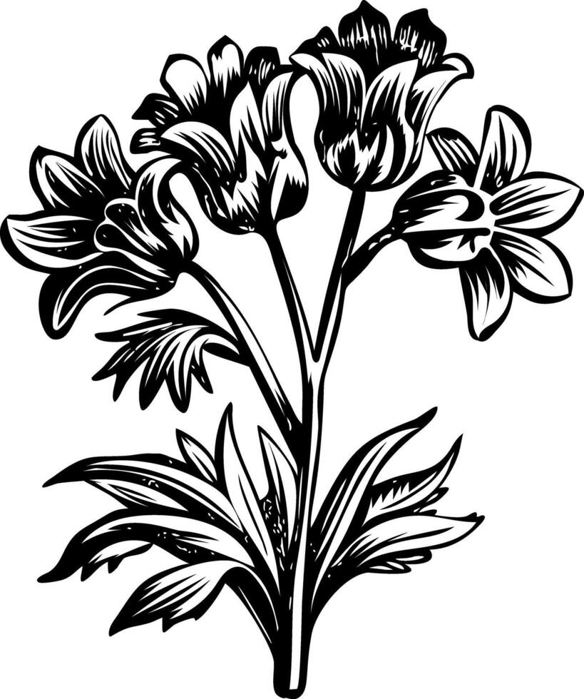 Vintage illustration of a flowers bunch vector