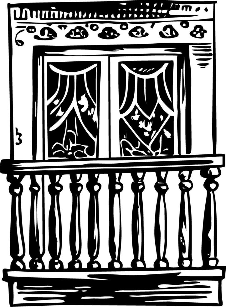 Vintage illustration of a balcony view vector
