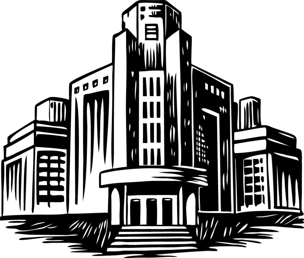 A vintage style illustration of deco building vector