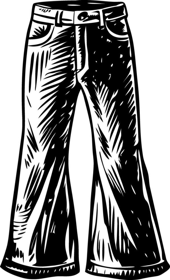 Vintage illustration depicting bell bottoms pants vector