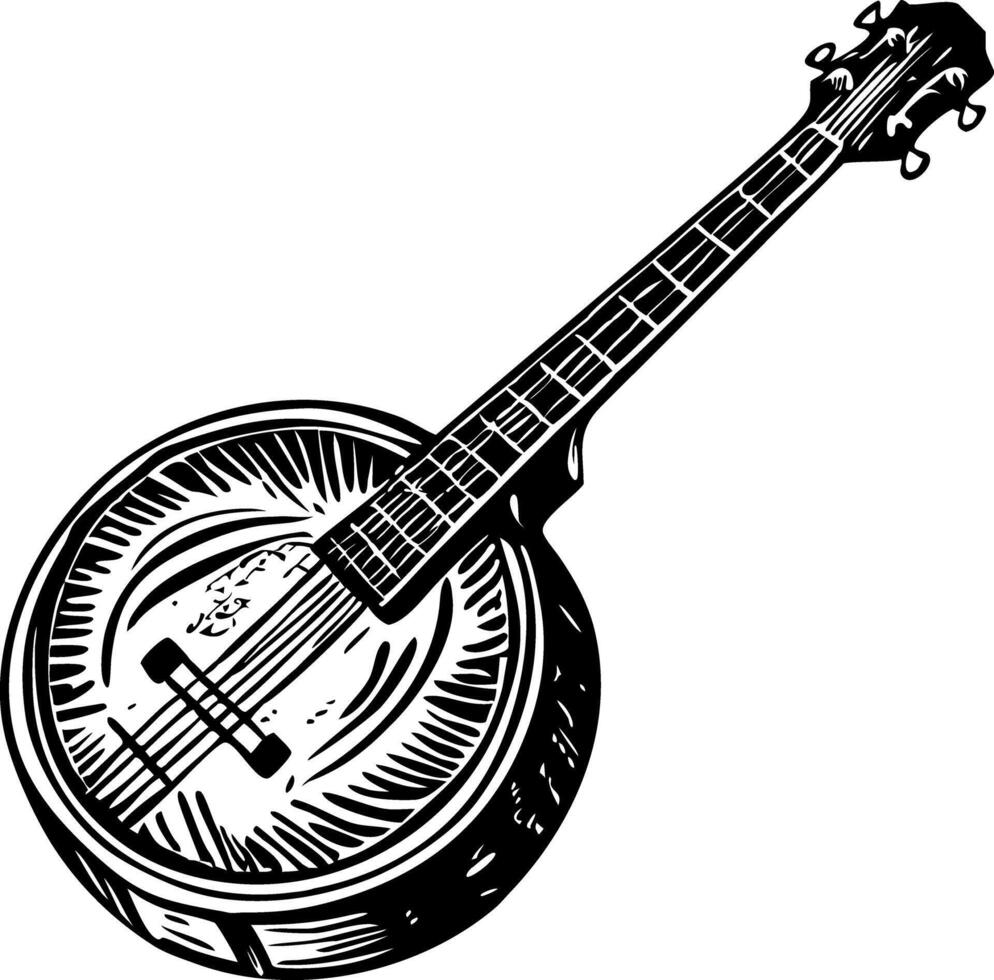 Banjo instrument vintage style illustration vector