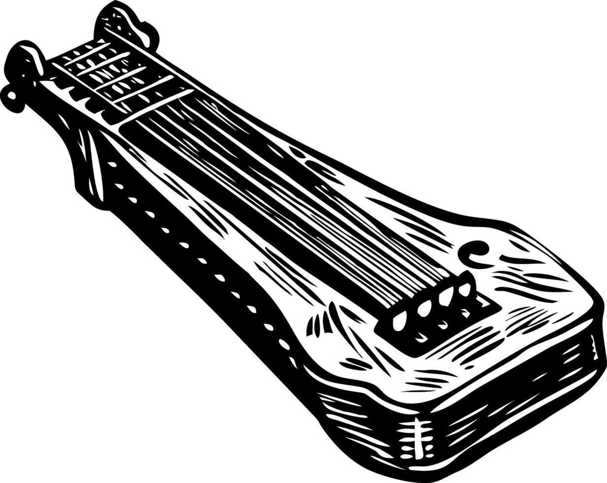 Vintage illustration depicting a dulcimer vector