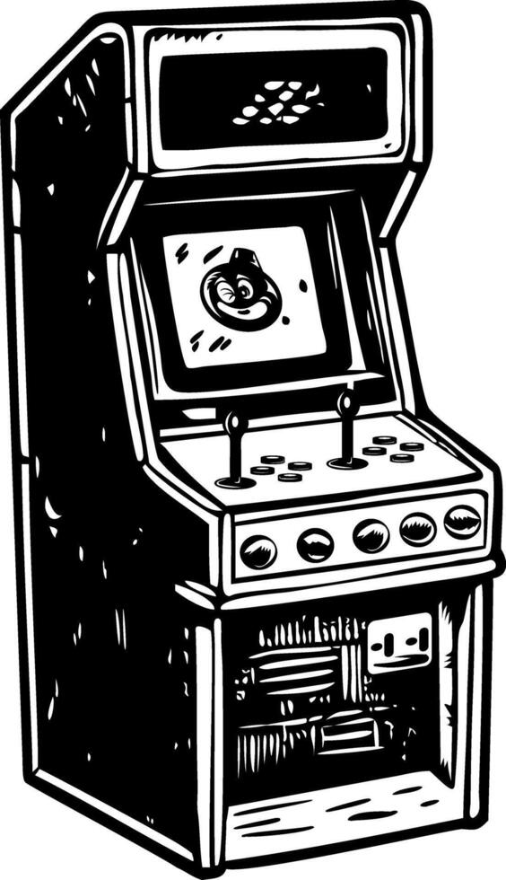 A vintage illustration depicting arcade machine vector